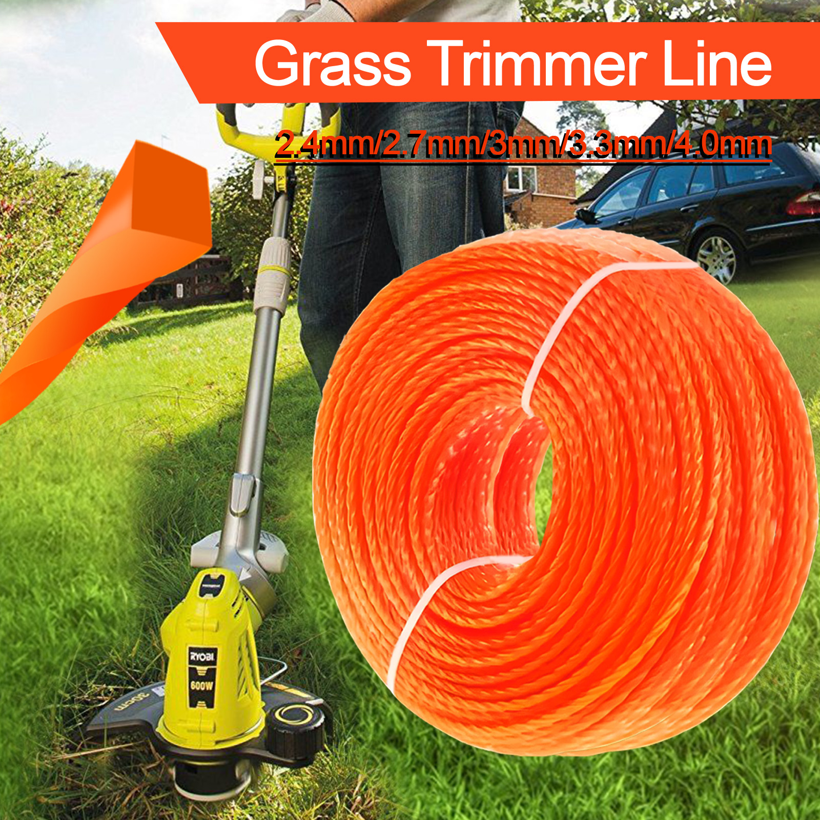 Cortadora de césped de nailon, cortadora de hilo, desbrozadora, hilo de corte, accesorio para cortacésped, 2mm ~ 3mm x 10m ~ 25m
