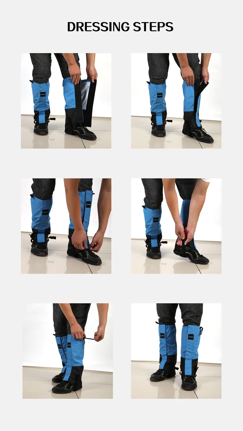 1 Pair Waterproof Leg Covers Elastic Strap Long Tube Legs Protection Hiking Skiing Climbing Trouser Shoes Cover Durable Bandage