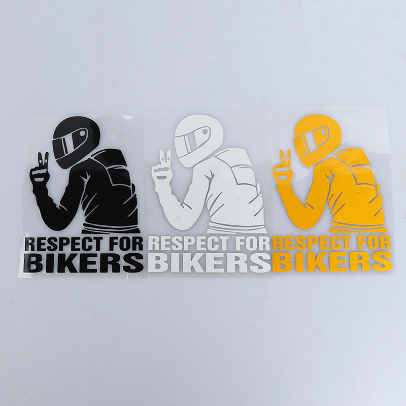 Motorcycle Reflector Sticker Decal Waterproof Helmet Reflective Stickers Motorcycle Car Red Respect for Bikers Vinyl 3D Stickers