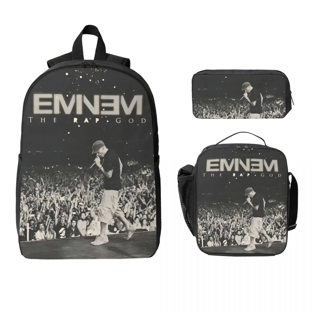 3Pcs Eminem Slim Shady School bags Set for Boy Girl Pen Bags Backpack Sets with Lunch Box For Primary School Students Knapsack