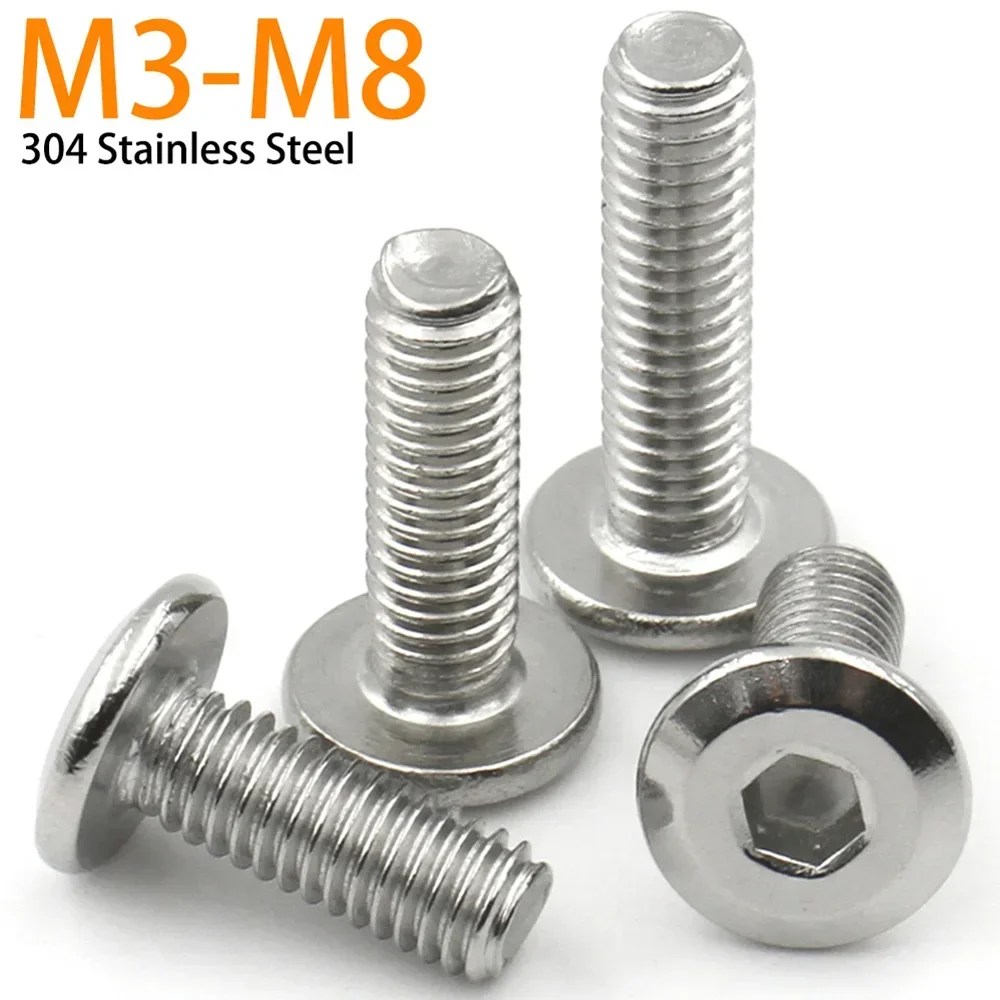 50 / 10 / 5 M3 M4 M5 M6 M8 304 Acero inoxidable plano hexagonal muebles grandes enchufe remache tornillo junta conectar perno de cabeza Allen