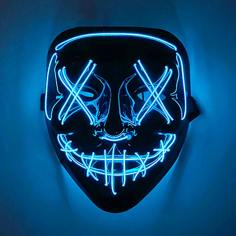 Máscara brillante aterradora inalámbrica, máscara de purga luminosa LED, carnaval, Horror, luz de neón, máscara de fiesta de Cosplay, suministros para disfraces de Festival
