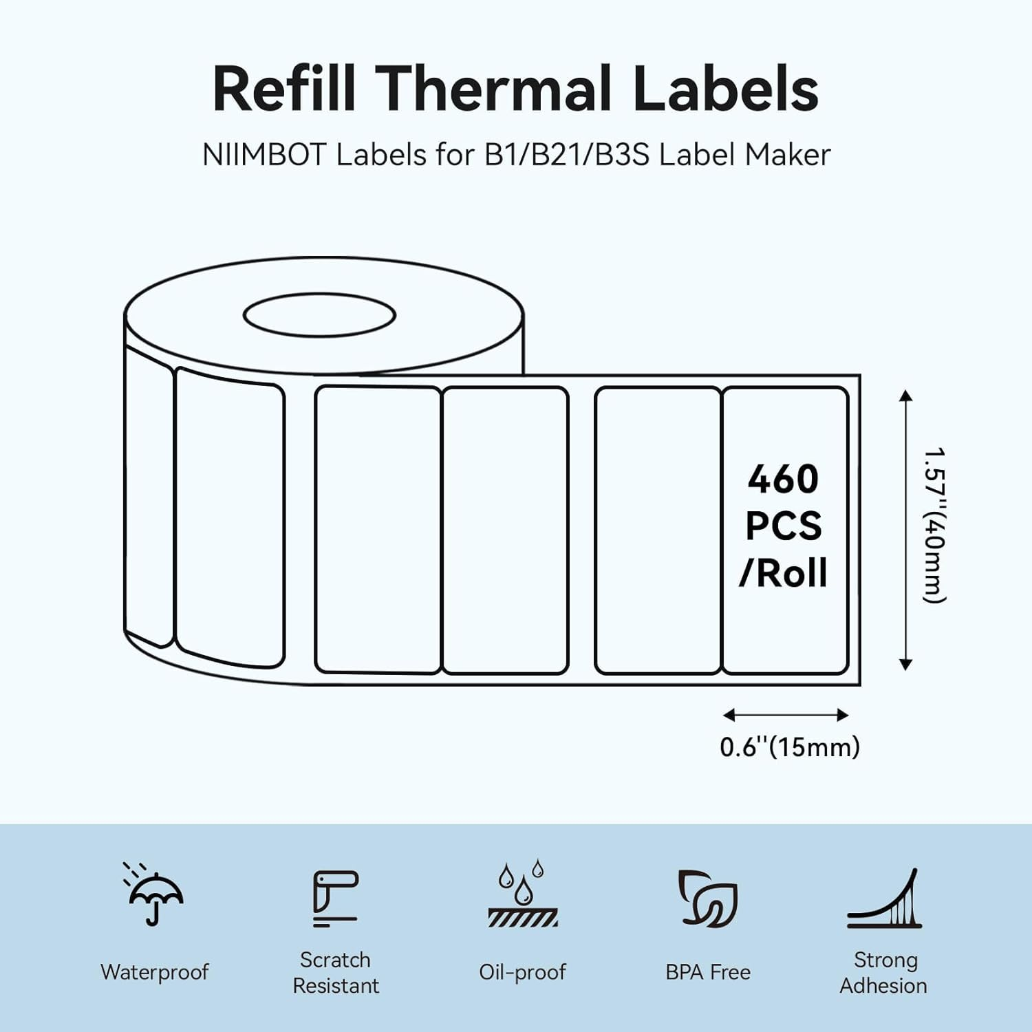 Niimbot B21/B1/B31 Thermisch Label Sticker Papier Rond Wit 20-50mm Breedte Kleding Tag Commodity Prijs Voedsel Zelfklevend