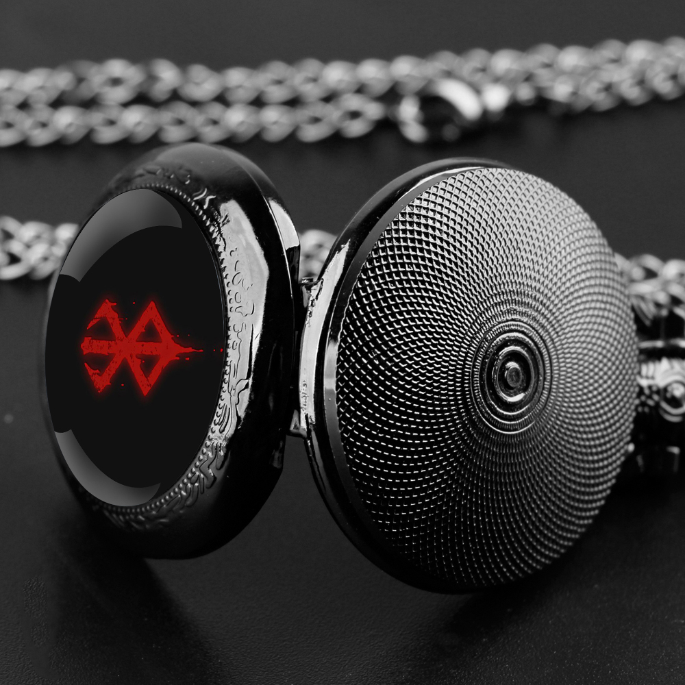 Berserk Set regalo orologio da tasca al quarzo dal Design accattivante con catena durevole e quadrante con numeri arabi regalo senza tempo per uomo
