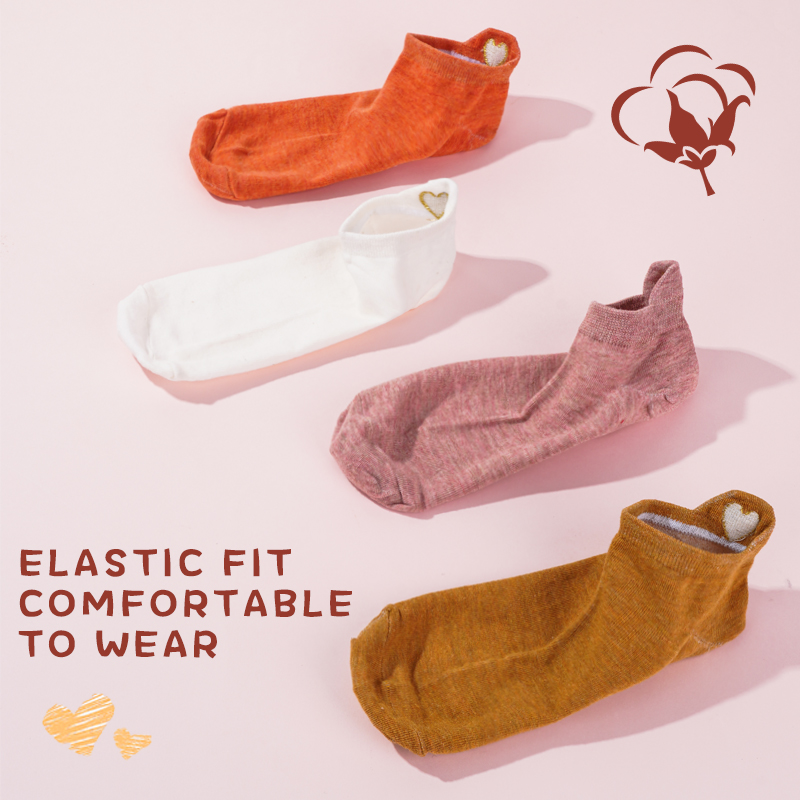 Lote de 4 pares de calcetines de moda para mujer, novedad de primavera 2023, Color algodón, novedad para niñas, bonito corazón bordado, calcetines tobilleros divertidos informales, paquete