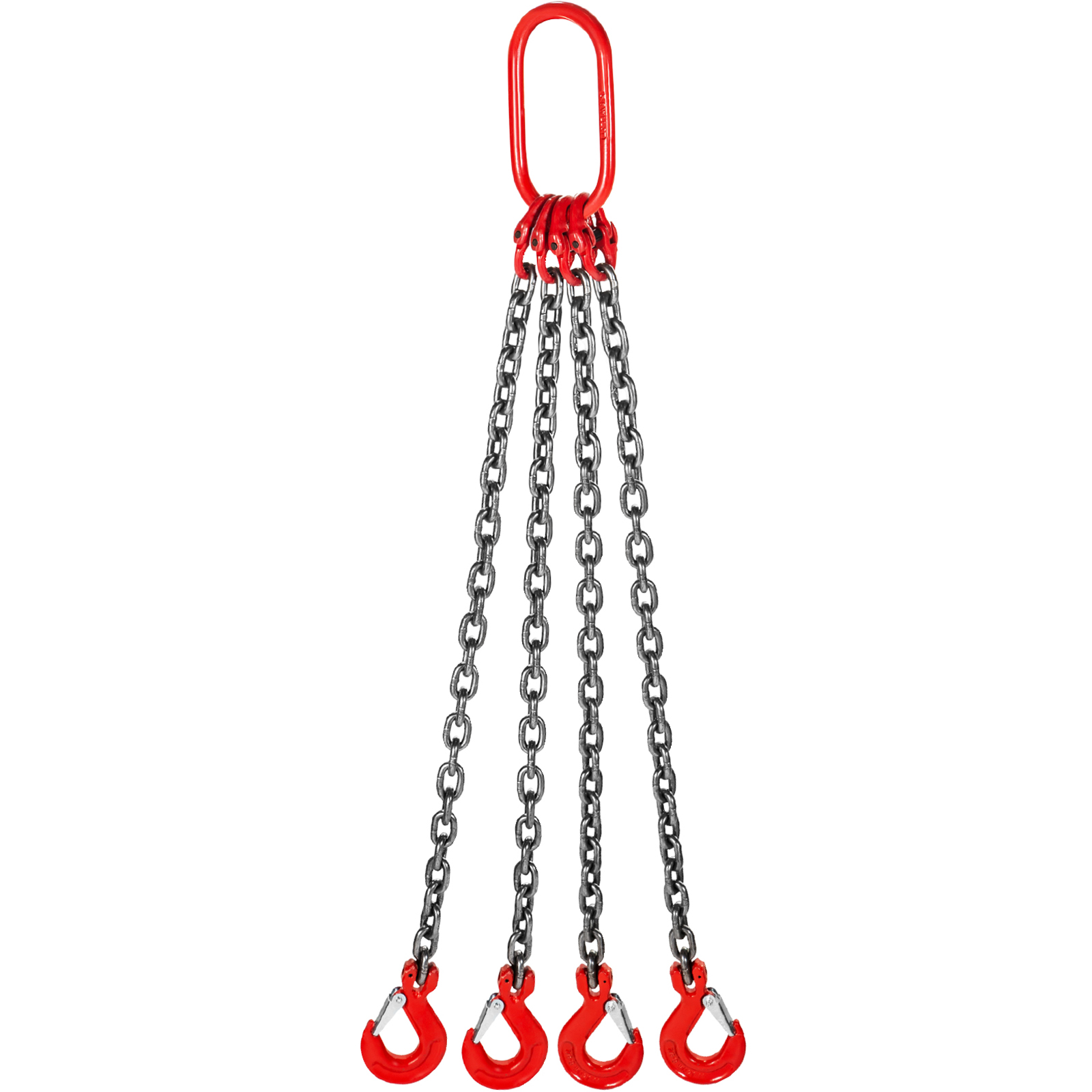 VEVOR 4T Chain Sling - 1M / 2M x 8MM Four Leg with Powder Coating Steel Hook - Grade 80 High Temperature Resistance for Lifting