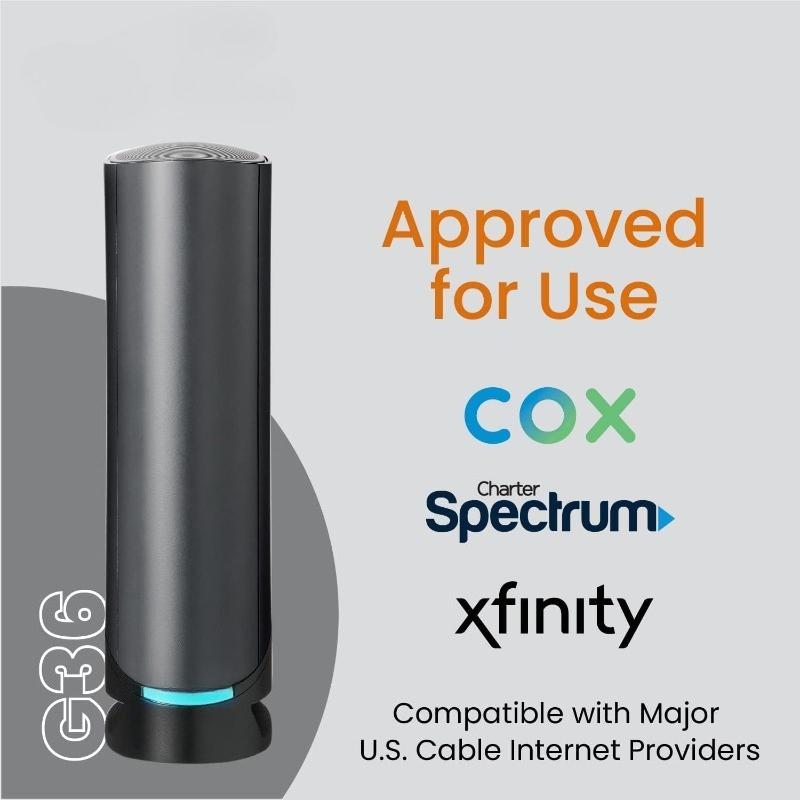 Cable Modem Router Combo - Fast DOCSIS 3.1 Multi-Gigabit WiFi 6 (AX3000), Approved for Comcast Xfinity