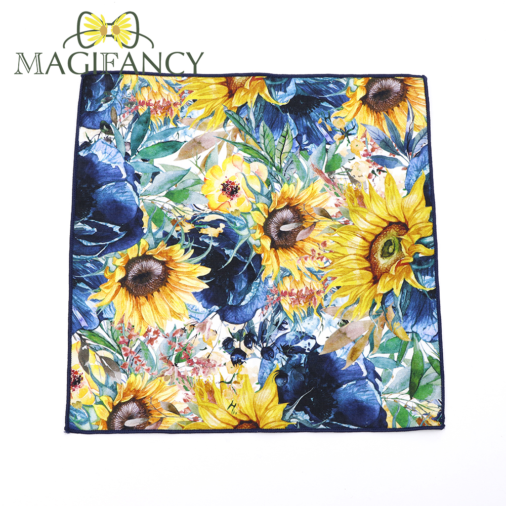 ใหม่ Vintage Garden ภาพวาดสีน้ํามัน 23 ซม.ผ้าเช็ดหน้าผ้าฝ้าย 100% Sunflower ผู้หญิงผู้ชายงานแต่งงานชุดพ็อกเก็ตสแควร์ของขวัญอุปกรณ์เสริม