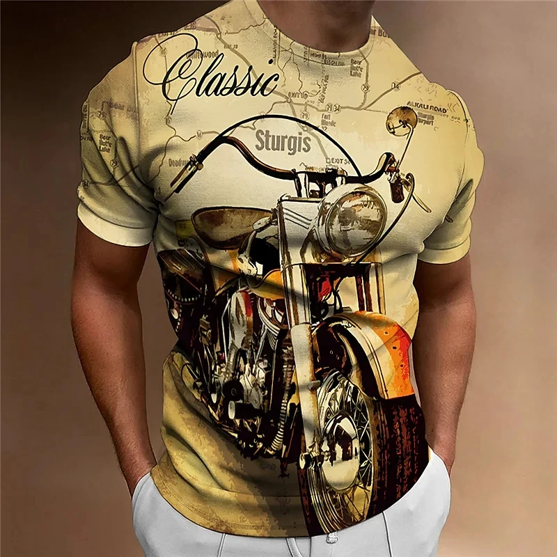 Camiseta da motocicleta dos homens impressão 3d manga curta vintage clássicos camiseta para homens passeio de rua camisas de motociclista topos camiseta de grandes dimensões