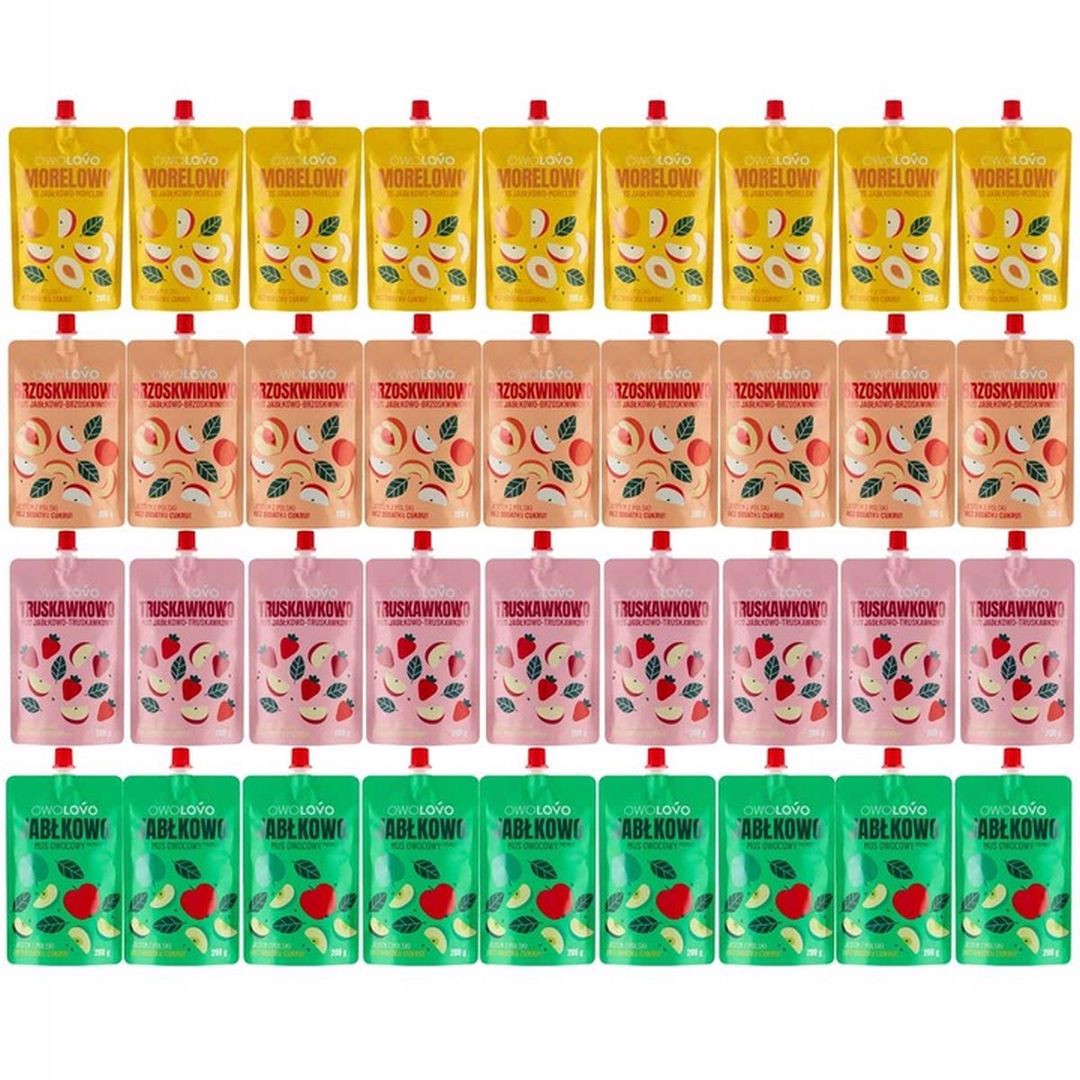 Owolovo Mix 4 smaków musów owocowych 200 g x 36 sztuk