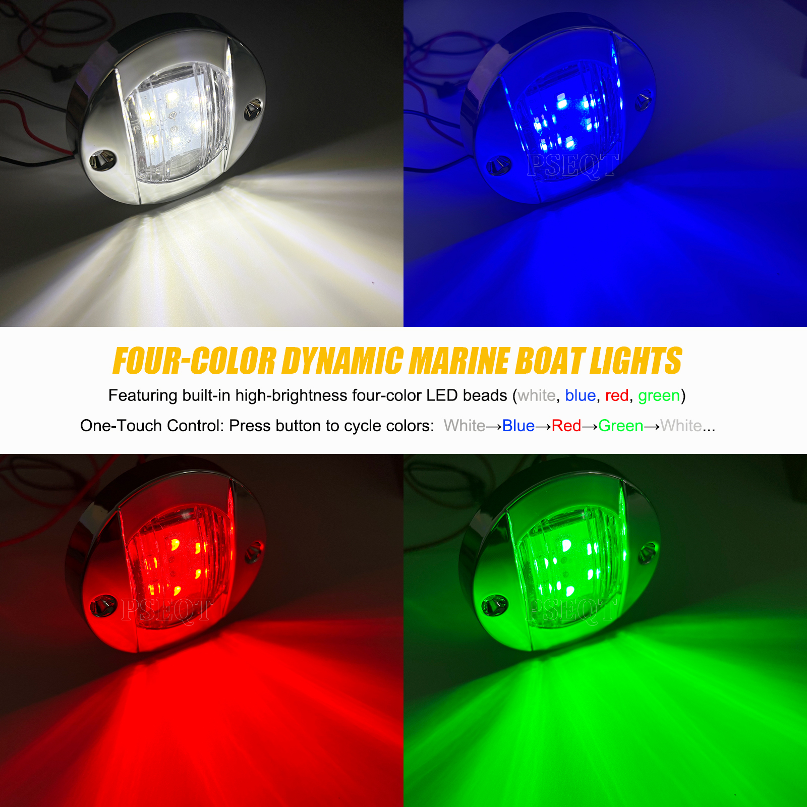 Luzes de navegação LED para barco marinho RGBW 3 ''redondo 12V deck luz de cortesia popa/transom/lâmpada de âncora à prova d'água