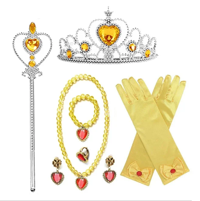 Princesa meninas anna elsa acessório traje fotografia adereços luvas tiara ângulo fada varinha conjunto de jóias fantasia vestido role play