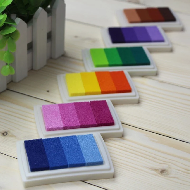 Almohadilla de tinta Rectangular de Color degradado, accesorios de mano de aceite de impresión a base de agua, bricolaje