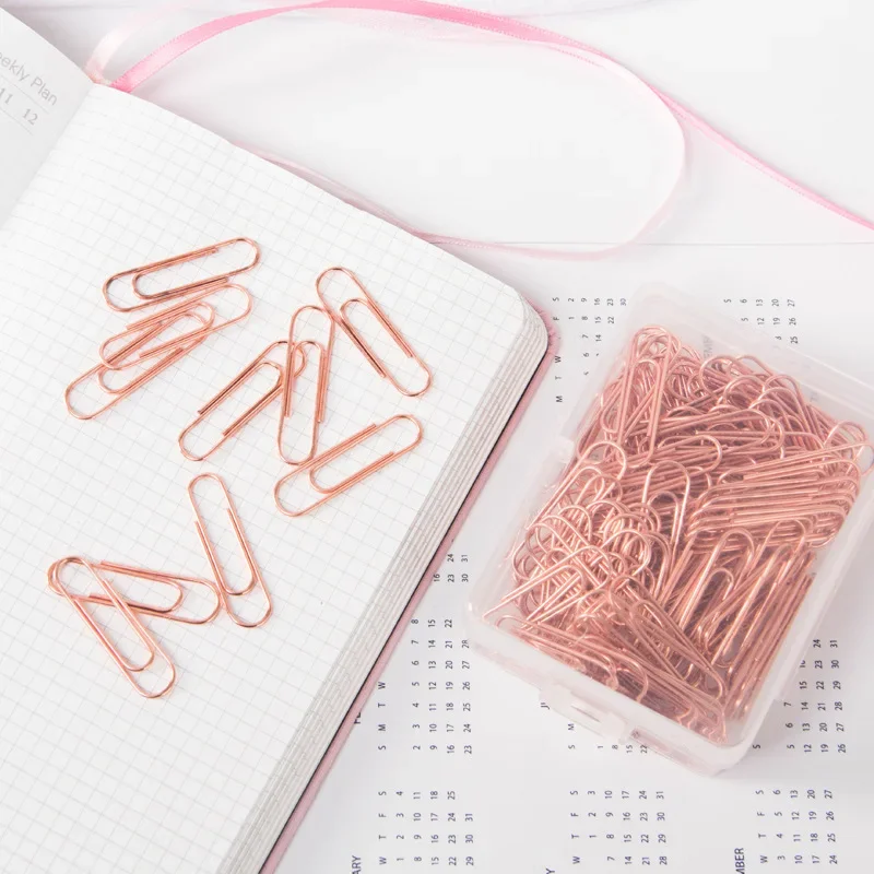 120 Teile/schachtel Nette Rose Gold Büroklammer Lesezeichen Journal Hinweis Dekoration Binder Clip Büro Schulbedarf Schreibwaren Set