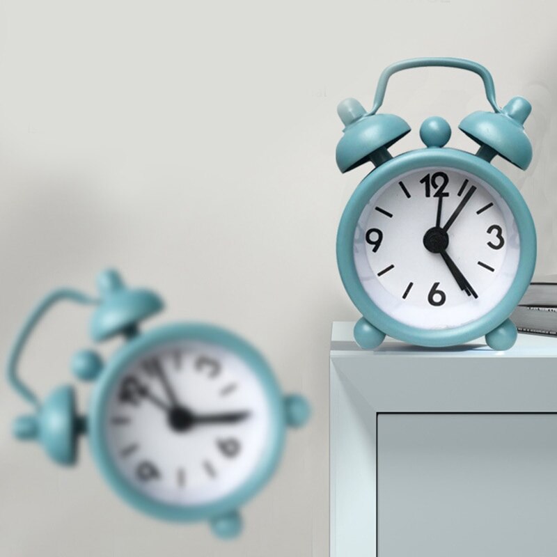 มินิโลหะนาฬิกาปลุกขนาดเล็ก Creative Blue Quartz นาฬิกาปลุกแบบพกพาเดสก์ท็อปตกแต่งตกแต่งบ้าน