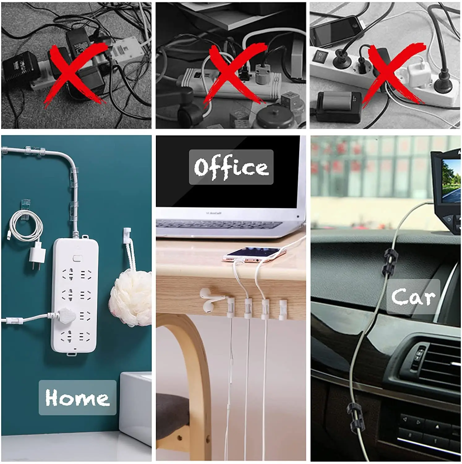 20 個 USB ケーブルオーガナイザークリップワイヤーワインダーホルダーイヤホンマウスコードクリッププロテクター管理粘着フックデスククランプ