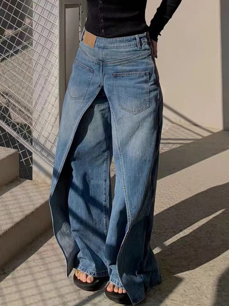 ゴミ Y2K スタイルニューロックヒップホップだぶだぶワイドレッグジーンズパンツ女性 90S 服ヴィンテージストレートレディデニムパンツ Ropa Mujer