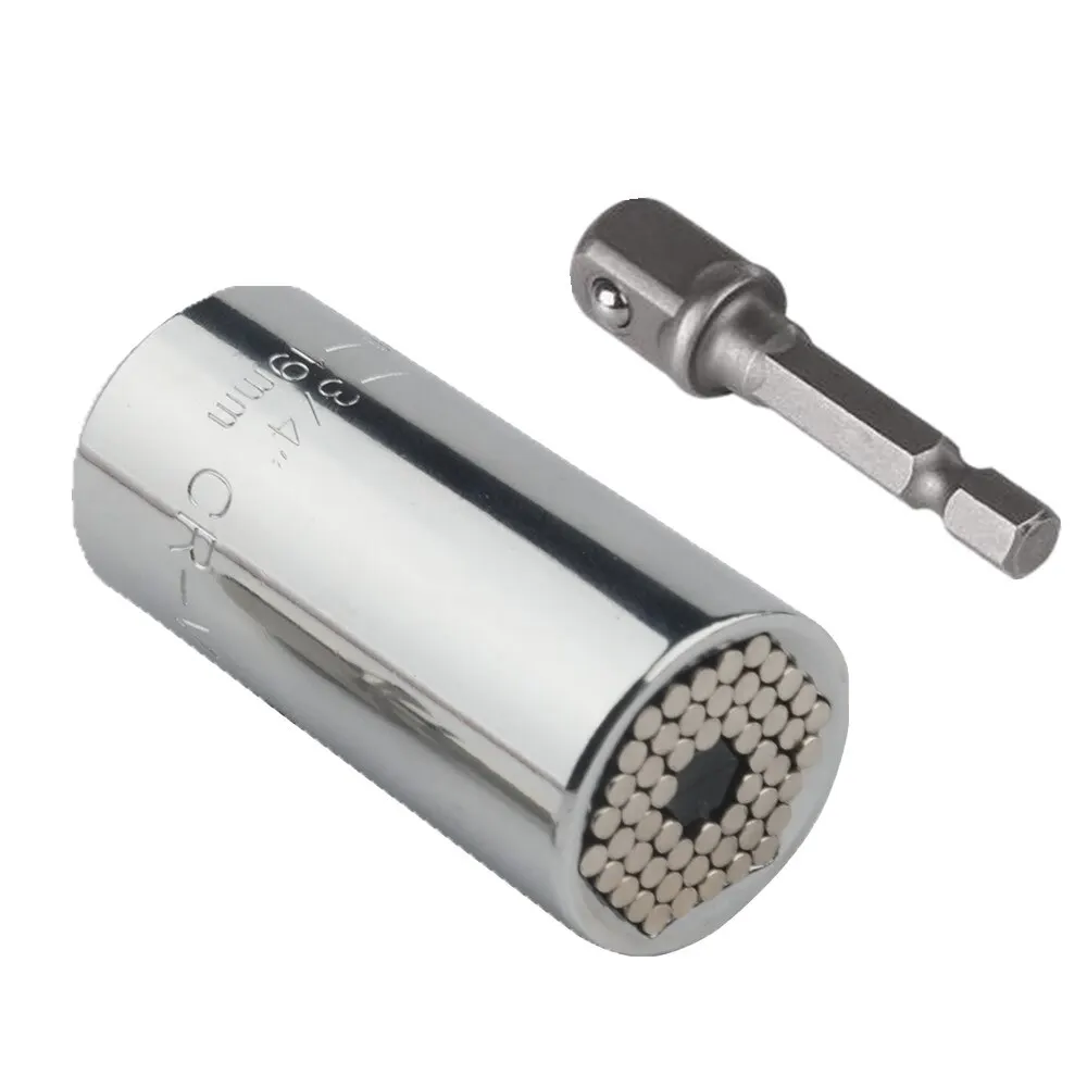 Multifunzionale argenteo da 7 a 19mm Magic Socket multiuso Wrench Extension Rod Electric Hand Drill Screw Tool Set