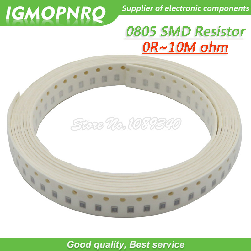 Resistencia de resistencia 0R-10M, 1,8r, 10R, 100R, 220R, 330R, 470R, 560R, 1K, 10K, 47K, 100K, 0805 K, 0, 10, 100, 180, 100 ohm, 330, 470 piezas, SMD 1/4W
