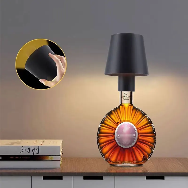 Lâmpada de garrafa de vinho de fundo apontado/redondo farol criativo embutido portátil regulável para bar restaurante decoração de acampamento