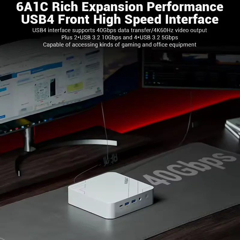 Mini PC Firebat F1 AMD Ryzen 5 7640HS 16 GB DDR5 5600 MHz 512 GB SSD Windows 11 Wi-Fi 6 BT5.2 USB4.0 Mini computer desktop da gioco