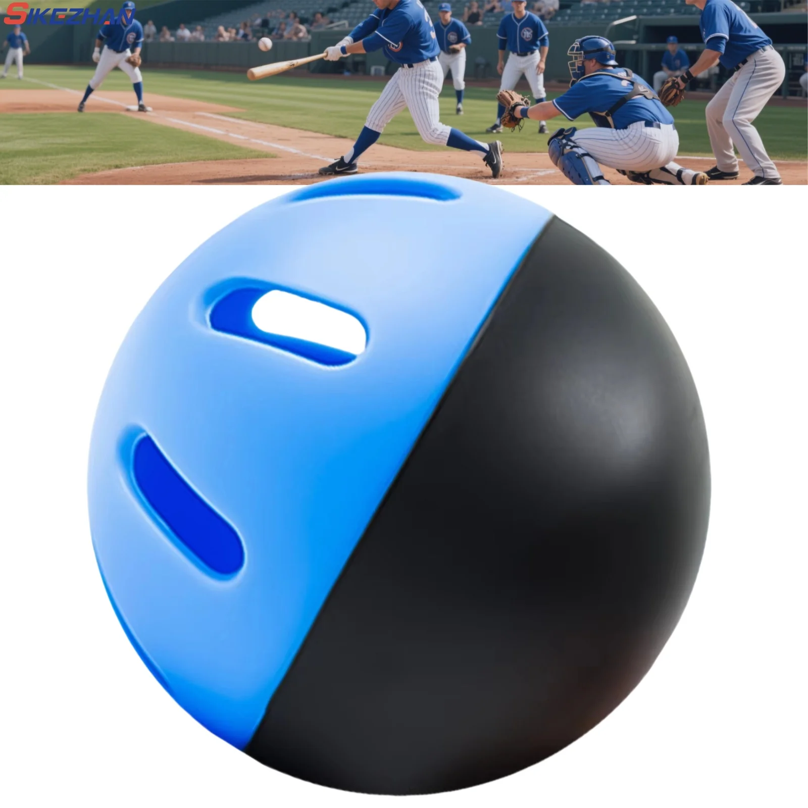 5 Stück Baseball-Übungsbälle, 74 mm, superweiche Hilfskugeln für den Innen- und Außenbereich, EVA-Hohllochbälle, schwarze und blaue Duplikate