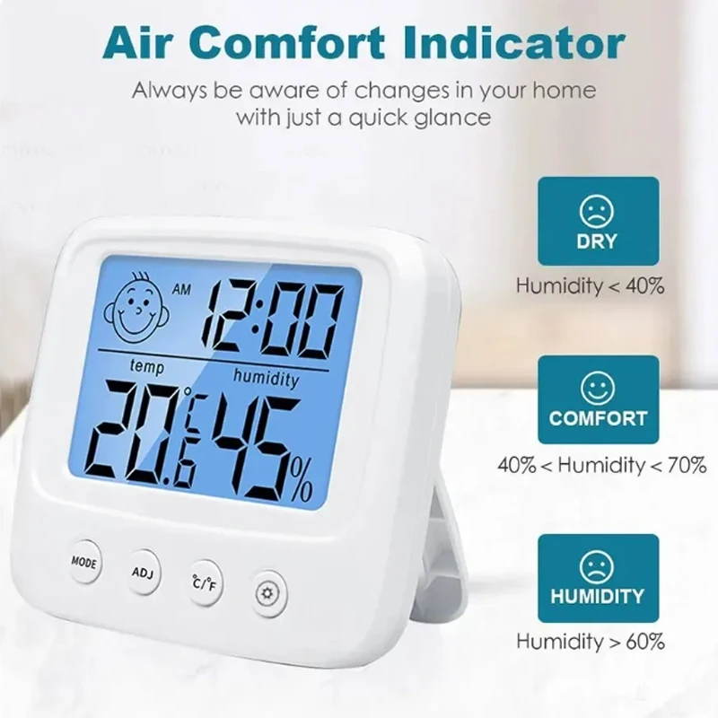 Neue LCD Digital Temperatur Baby Zimmer Feuchtigkeit Meter Hintergrundbeleuchtung Hause Innen Elektronische Hygrometer Thermometer Wetter Station