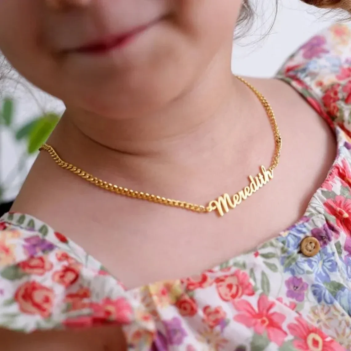 Gepersonaliseerde babynaam kettingen voor jongen meisje aangepaste roestvrijstalen naamplaatje choker ketting handgemaakte sieraden kind geschenken