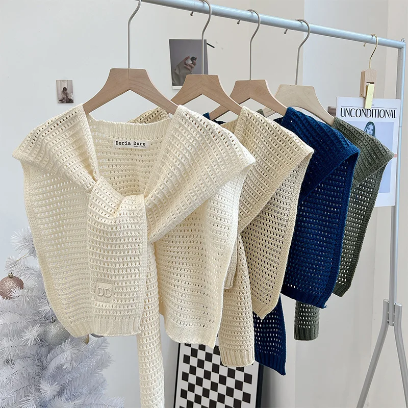 Bufanda de Punto para Mujer, Diseño Calado, C de Verano, Cuello Falso, Accesorio de Moda Versátil para Todas las Temporadas