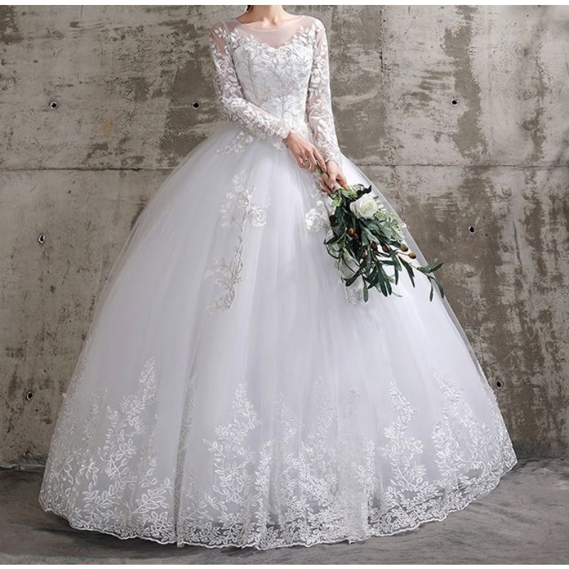 Свадебное платье по индивидуальному заказу, стиль невесты, большие размеры, свадебные платья с цветочным принтом, мечтательные свадебные платья с длинными рукавами на шнуровке, бальные платья