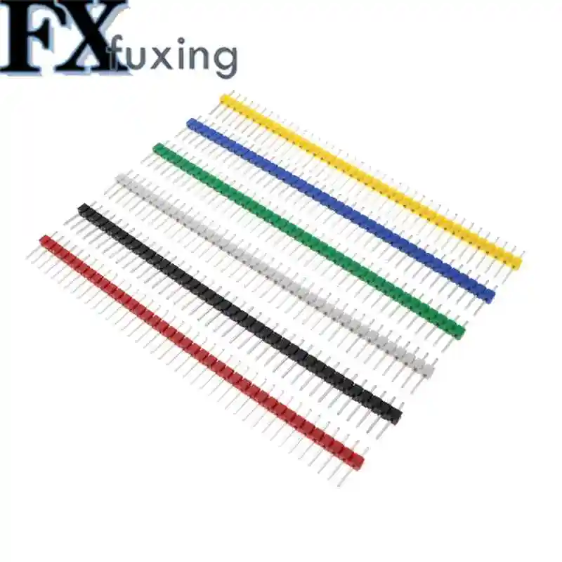 30PCS 40 Pin Breakable Pin Header 2.54mm Single Row Male Header Connector Kit PCB Pin Strip For Arduino Black White Red Green