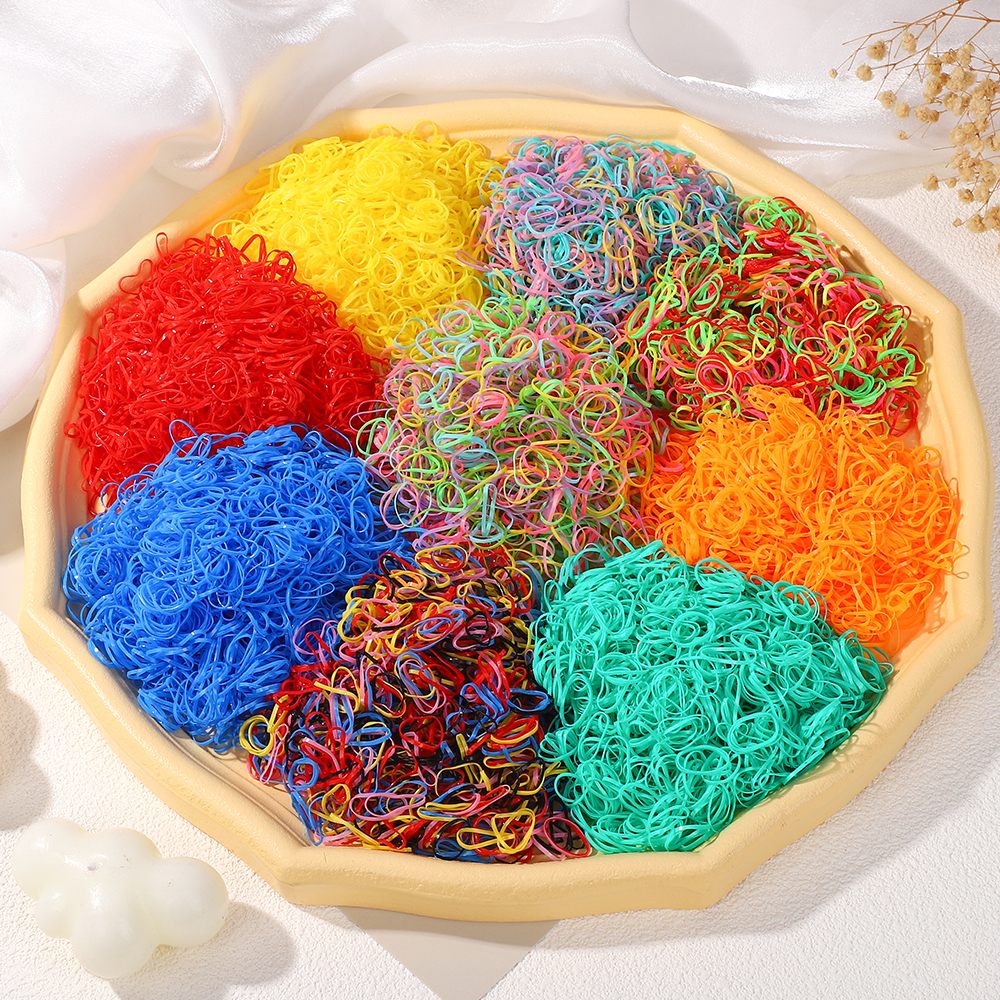 500/1000 Teile/beutel Mädchen Bunte Einweg Gummiband Haar Krawatten Stirnband Kinder Pferdeschwanz Halter Bands Kinder Haar Zubehör
