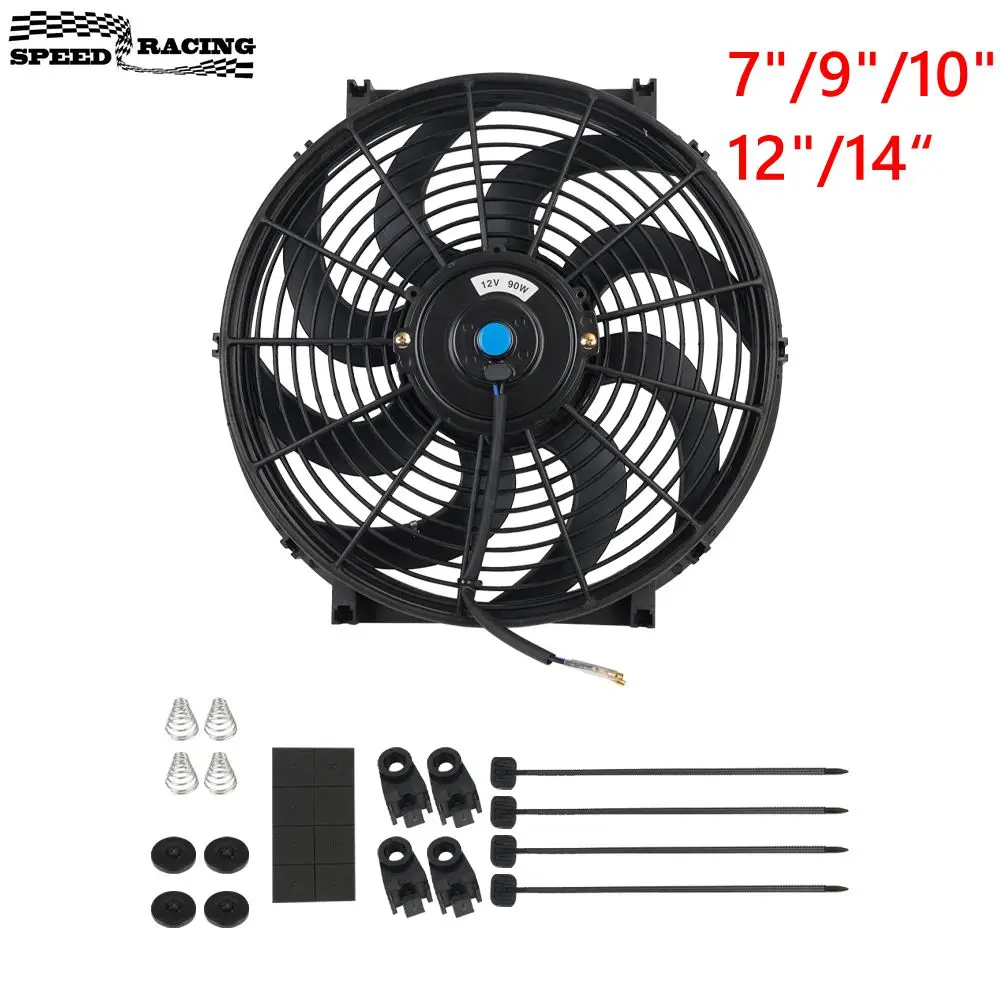 ユニバーサル 7/9/10/12/14 インチ 12V 80 ワット 2100RPM カーエアコン電子ラジエーター冷却ファンブレード電気クール MountingKit
