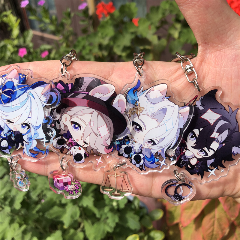 ゲームインパクト Fatui ドクターナイフアルレッキーノ Lyney Neuvillette コスプレアニメ衣装キーホルダーキーアクセサリーペンダント