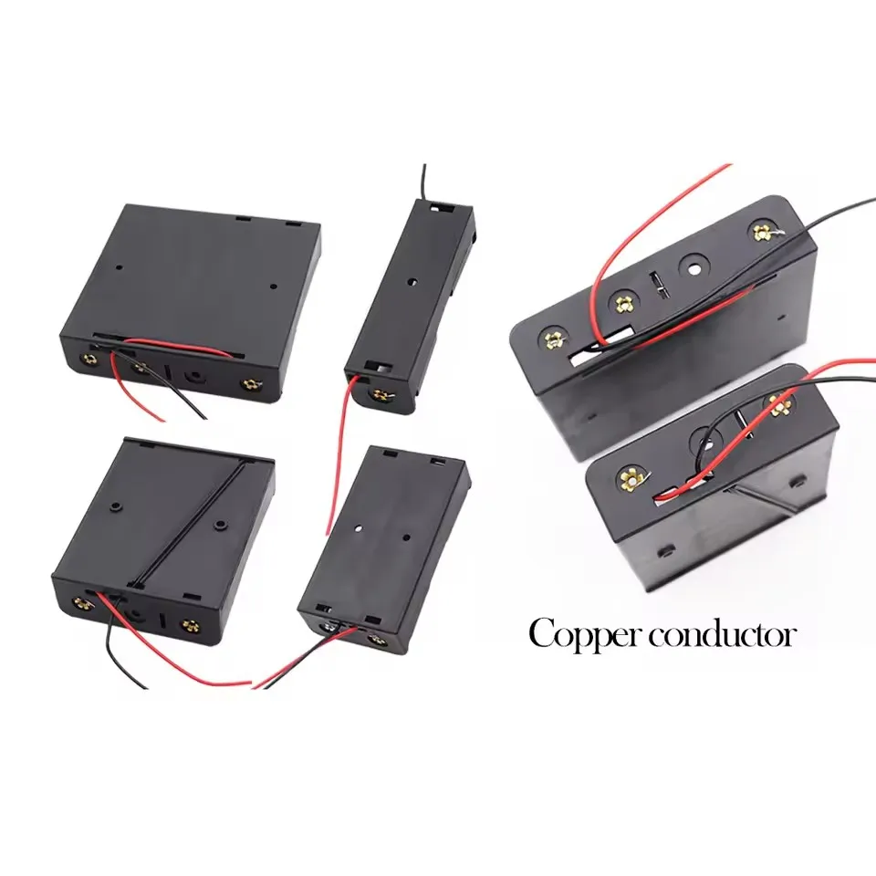 3pcs 18650 Battery Holder Box 1 Slot 3.7V Battery Storage Case 1/2/3/4 Cell Plastic Container with Connect Black Red Wires