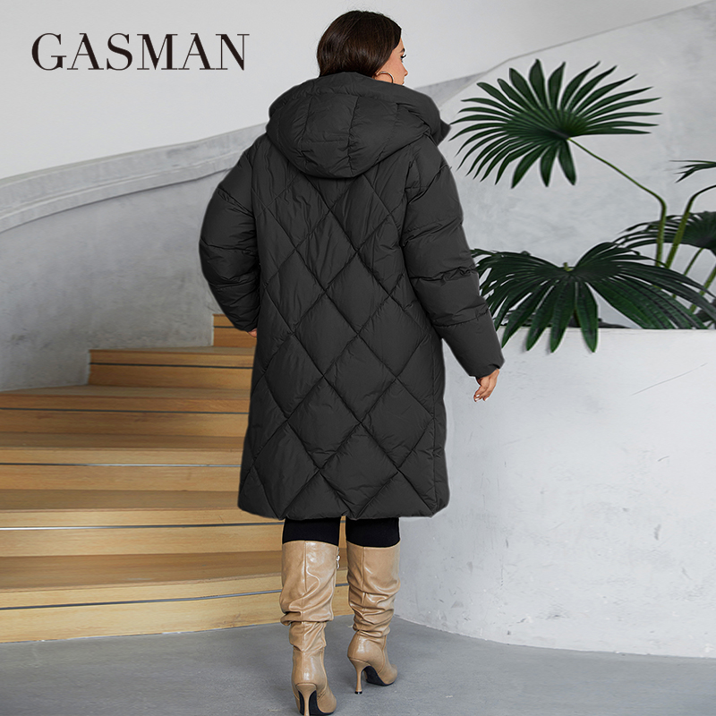 GASMAN 2024 chaqueta de invierno para mujer de talla grande L-6XL abrigo de mujer marca de moda de algodón grueso parka con capucha a prueba de viento 88609