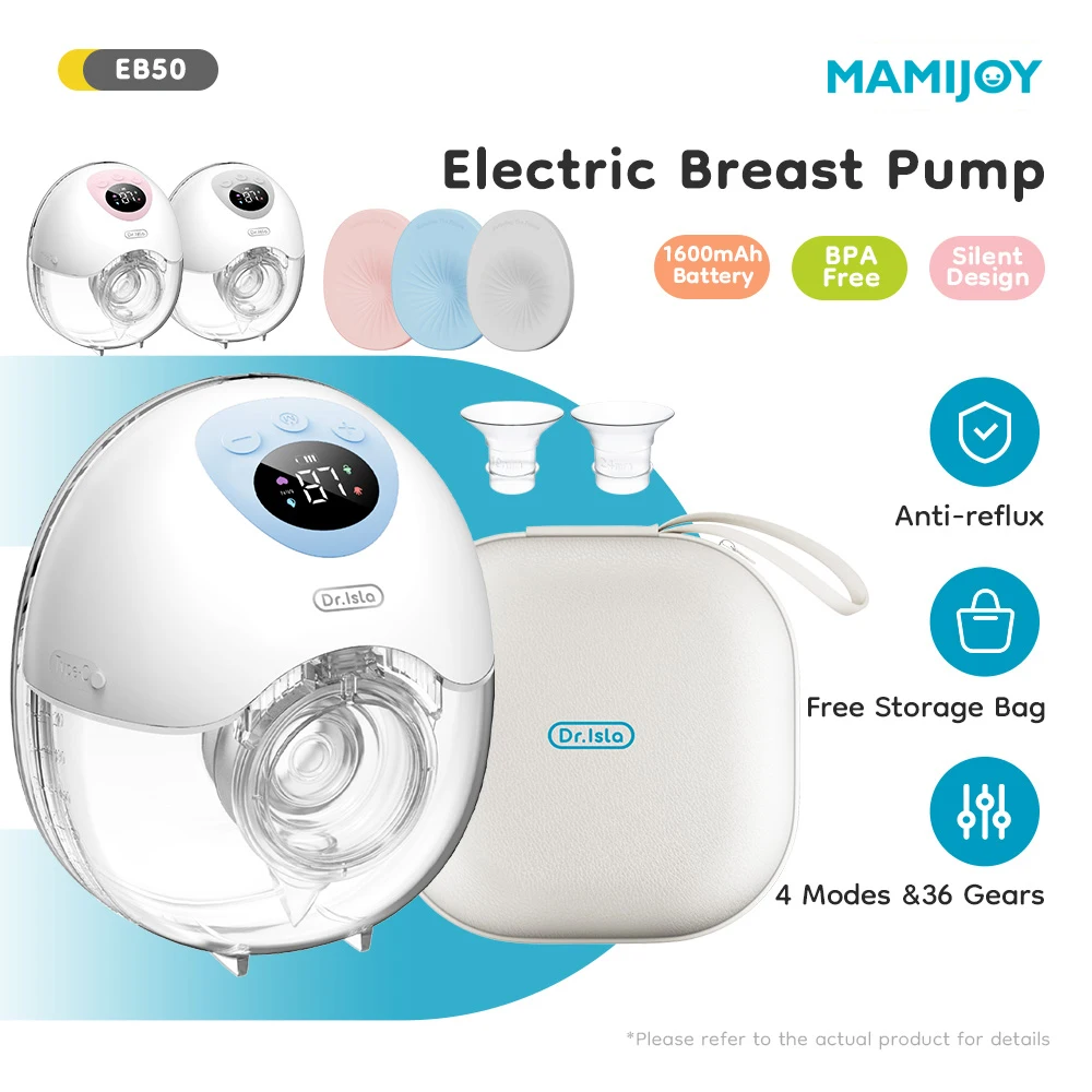 MAMIJOY EB50 tire-lait électrique portable 4 Modes 36 niveaux d'aspiration silencieux mains libres cadeau anti-poussière et sac de voyage et bride 19/24mm