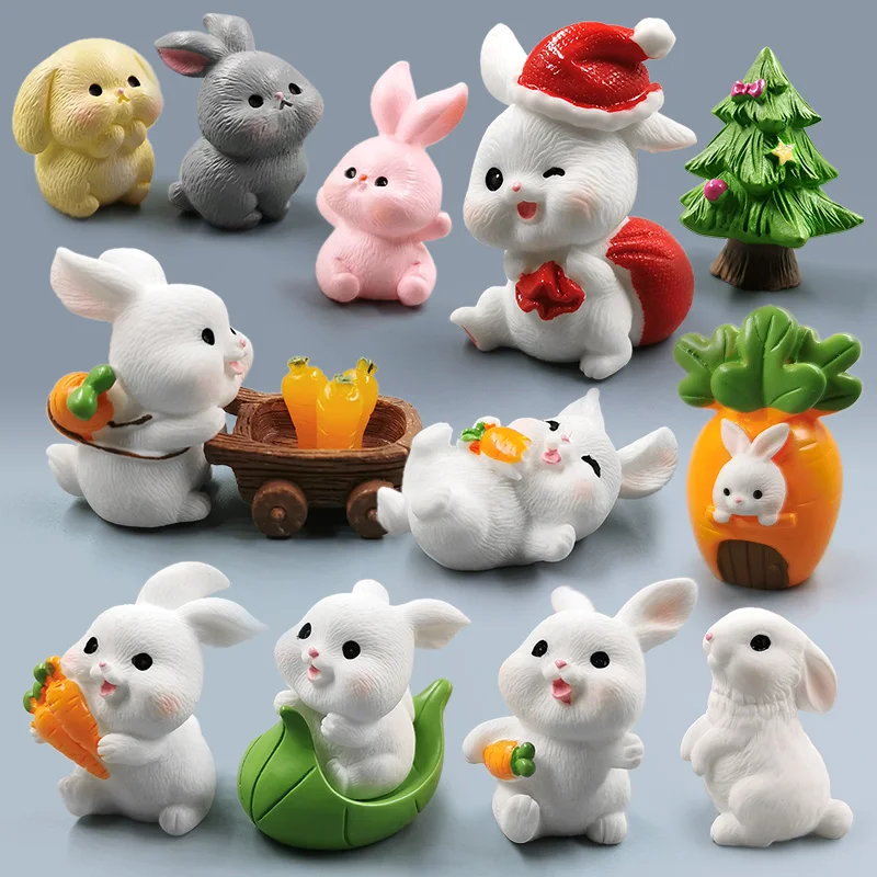 Hot Phục Sinh Thỏ Trắng Giáng Sinh Hình Diy Micro Phong Cảnh Trang Trí Nhà Thu Nhỏ Vườn Cổ Tích Phụ Kiện Trang Trí Hiện Đại
