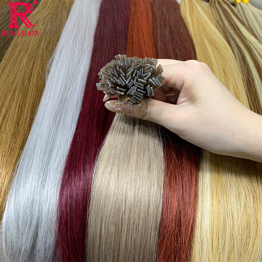 ปลายแบน Keratin ต่อผมตรงผมมนุษย์จริง Virgin สีเวียดนามต่อผม Pre-bonded FUSION Hair