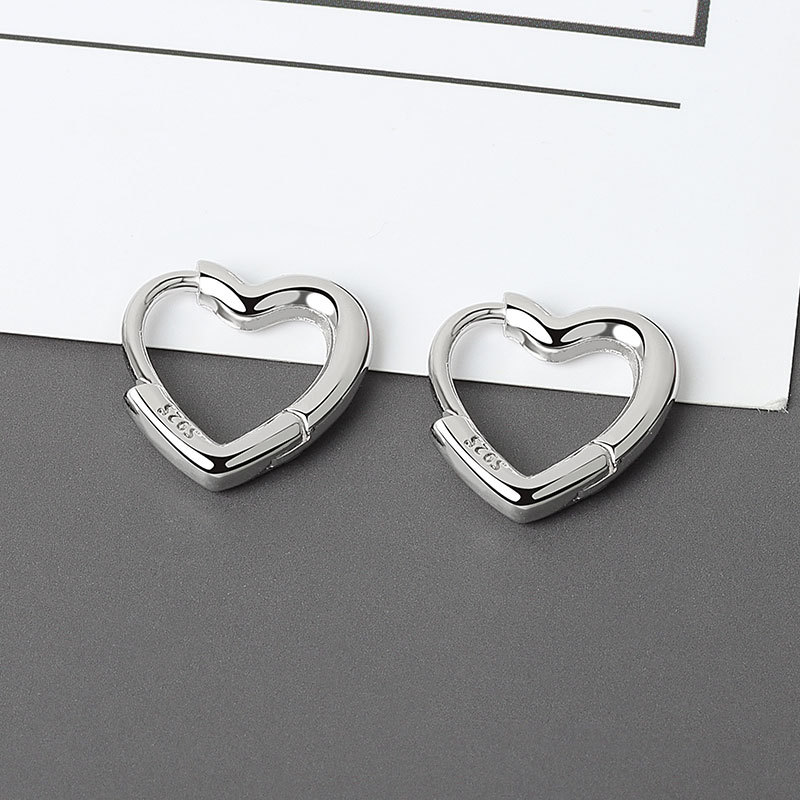 Aide-pendientes de aro de Plata de Ley 925 con forma de corazón, aretes sencillos y bonitos con forma de corazón, Piercing circular, joyería con hebilla para oreja