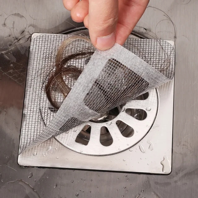 Autocollant jetable pour Drain de sol, 5 à 20 pièces, couvercle collecteur de cheveux pour douche, crépines d'évier, filtres à cheveux, filtre en maille pour baignoire