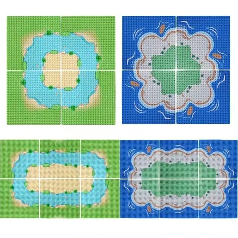 32X32 32Dots Classic Building Block ฐานแผ่น City View การจราจรแผนที่ตัวเลขของเล่นก่อสร้างอิฐจุดพลาสติก Baseplates