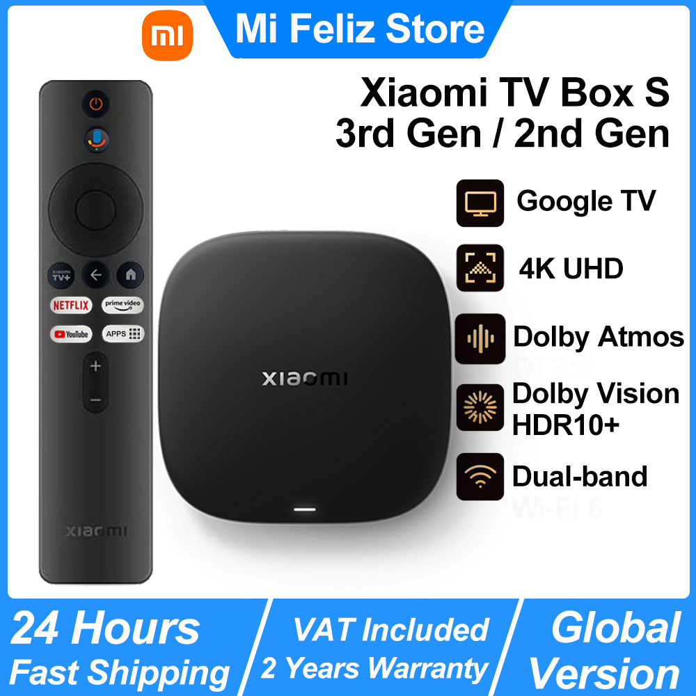 Versión Global Xiaomi TV Box S 3.a generación 4K Ultra HD Bluetooth 5,2 Wifi6 32GB ROM Google TV Asistente de Google reproductor multimedia inteligente