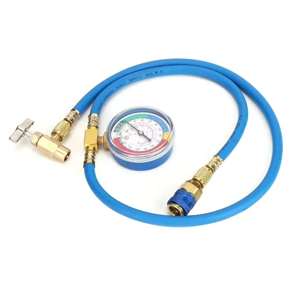 Koelmiddelvulslang R134A met meter Automotive AC-navulset Compatibel gasdrukmeetinstrument voor autoluchtreparatie