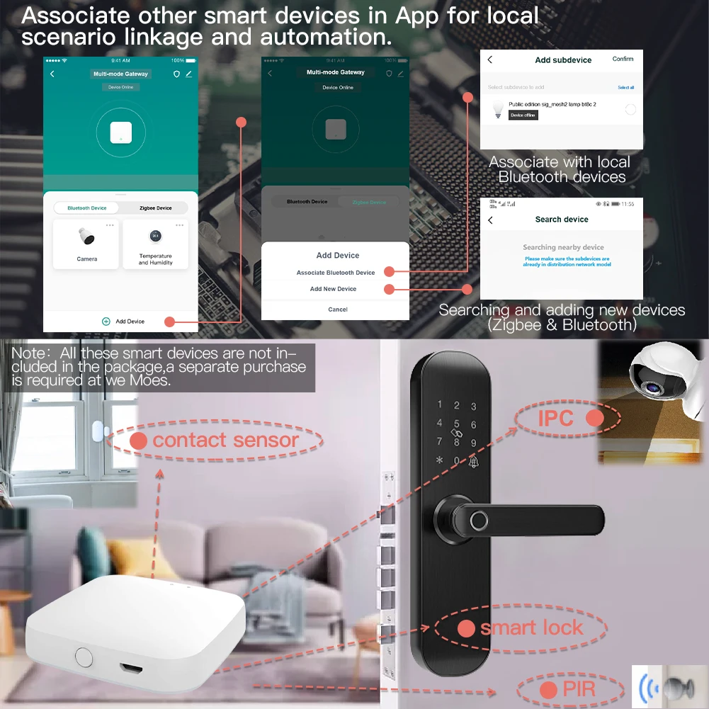 MOES Neues Multi-Mode-Smart-Gateway ZigBee Bluetooth Mesh Hub Funktioniert mit der Tuya Smart App-Sprachsteuerung über Alexa Google Home