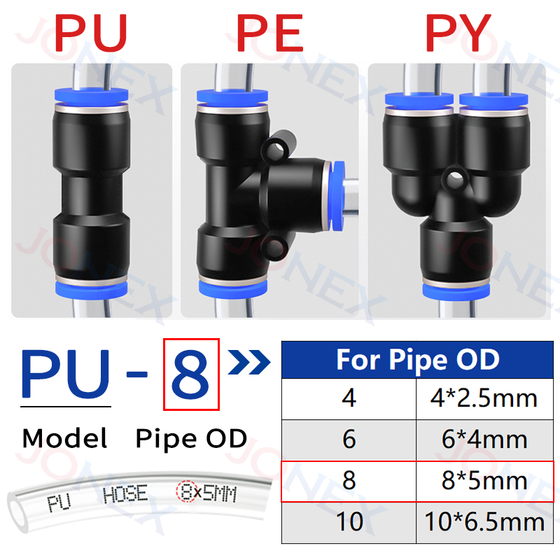 5PCS Пневматический соединительный фитинг 4 мм 6 мм 8 мм 10 мм PU/PV/PE/PY Тип Quick Release Push В Соединение Для Воды Воздуха Шланга Трубки