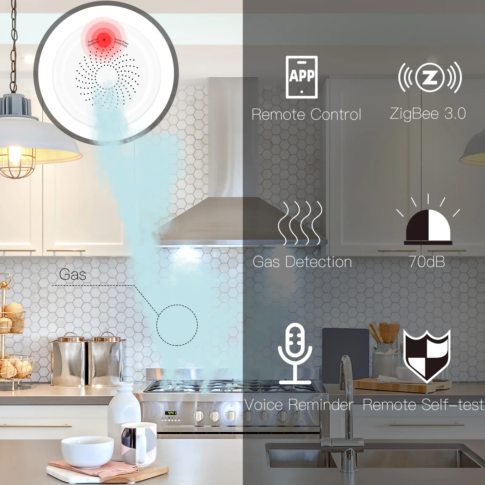 Smart ZigBee Gas Leakage Detector Combustible Sensor Tuya Smart Home Security Alarm System Smart Life Tuya App Remote Control