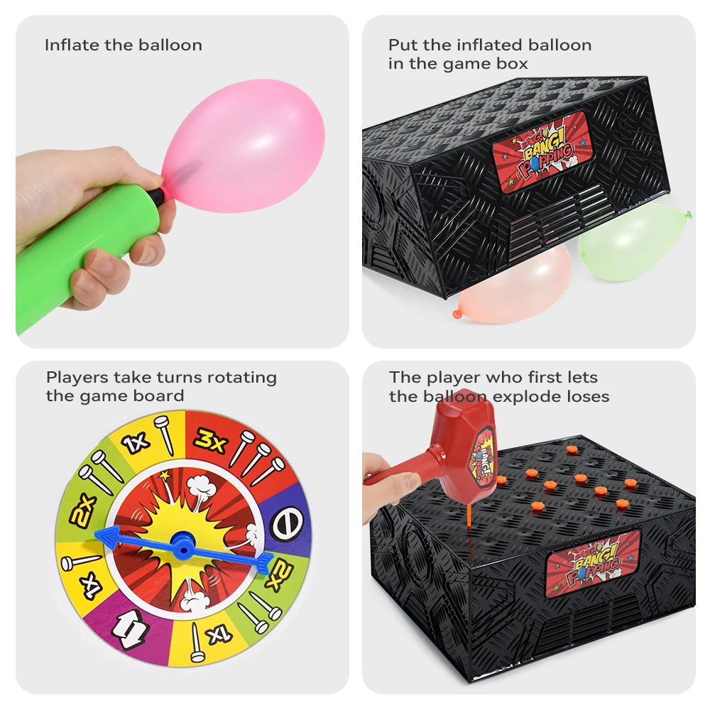 Multijogador de mesa brinquedo explosão balão jogo batendo a caixa balão aventura festa reunião lazer entretenimento jogo