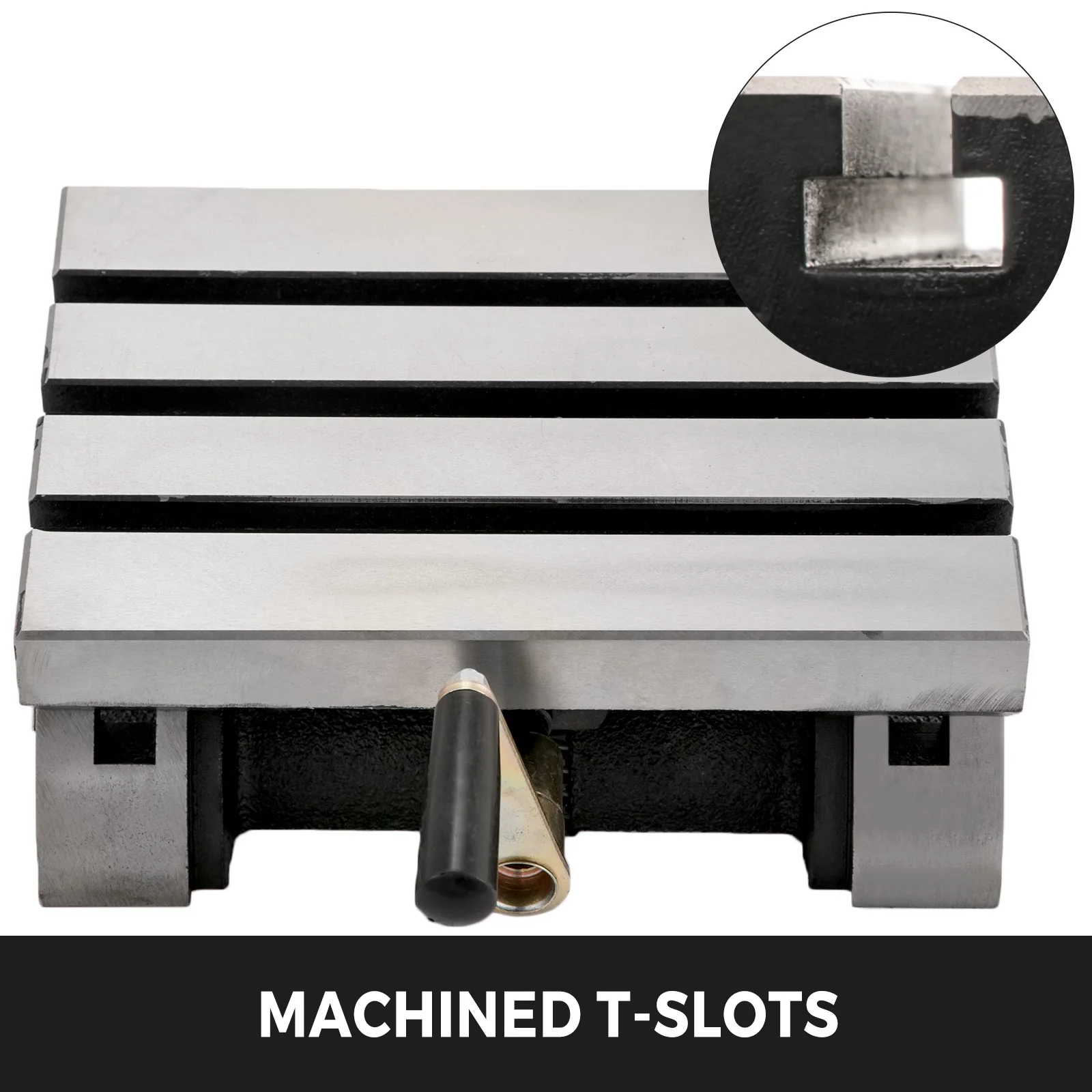 SucceBuy Máquina de mesa de trabalho rotativa ajustável com 3 slots em T e alça de manivela resistente para moagem e fresagem