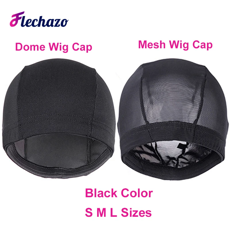 Gorro de peluca de cúpula duradero para mujer, gorro de malla transpirable para hacer pelucas, gorro tejido negro, gorros de peluca elásticos para mujer S M L, 5 uds.
